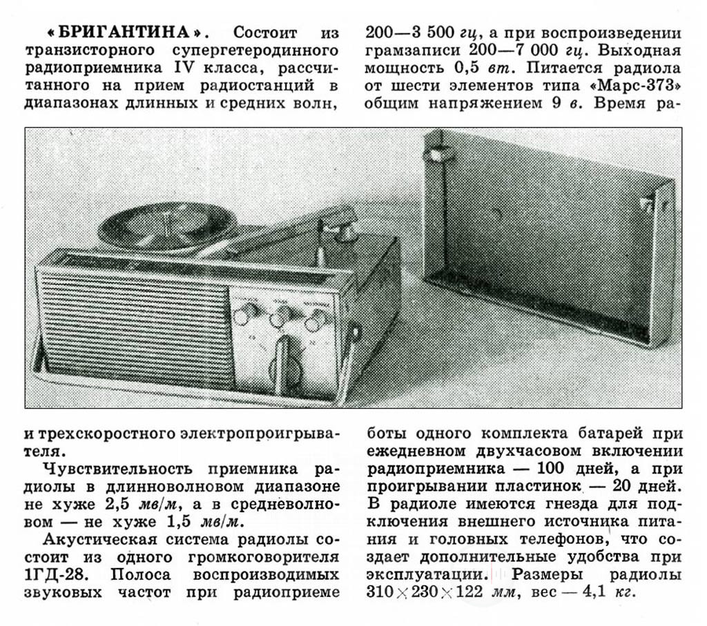 Брошюра с описанием портативной радиолы Бригантина Image